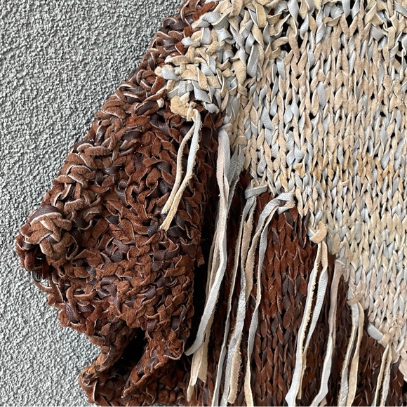 Braided Suede Leather Top, Boho Chic Leather Fringe Top, Vintage Gift for Her, - Picture 3 of 10